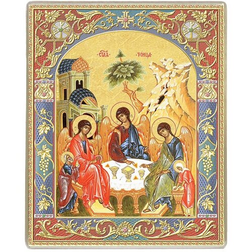 Икона Святая Троица на бронепластине Angelos, размер: 08х06см.