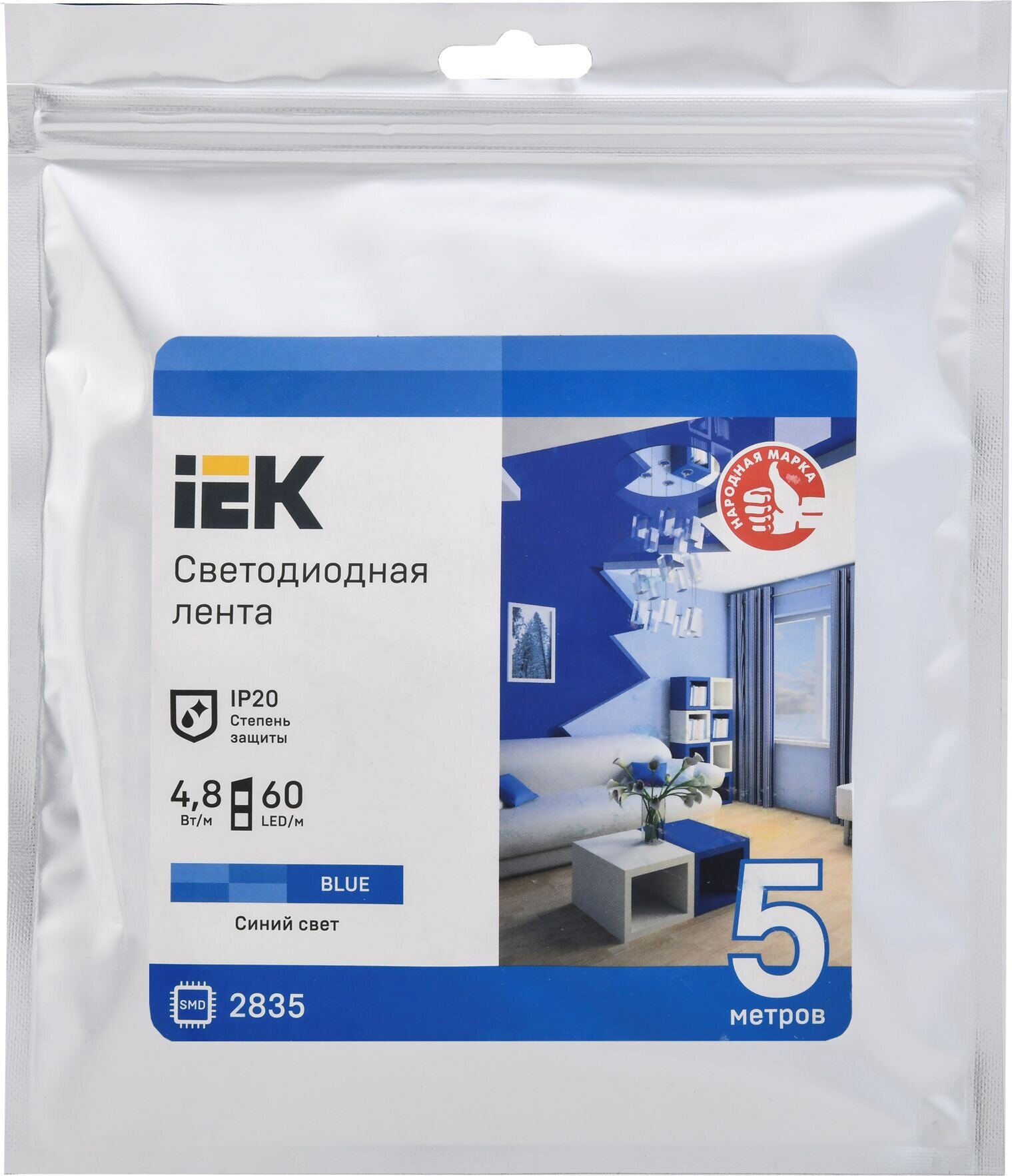 Лента светодиодная IEK LSR-2835W60-4,8-IP20-12В, IP20, 6500 K, холодный свет, 5 м - фотография № 2