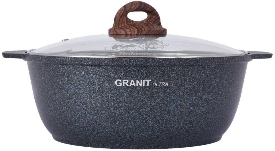 Кастрюля-жаровня с аптипригарным покрытием со стеклянной крышкой Kukmara (Granit Ultra Blue) жгг31а, 3 л