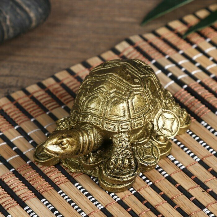 фото Нэцкэ бронза "Черепаха на монетах" Т-215 5,5 х 3,5 х 3 см