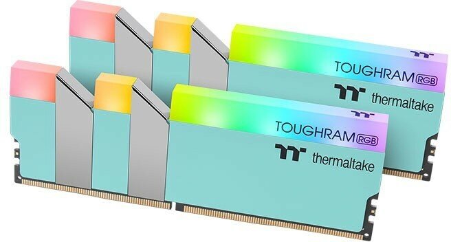Оперативная память 16Gb DDR4 3600MHz Thermaltake TOUGHRAM RGB (RG27D408GX2-3600C18A) (2x8Gb KIT) 16 Гб, 2 модуля DDR4, 28800 Мб/с, CL18-19-19-39, 1.35 В, XMP профиль, радиатор, подсветка