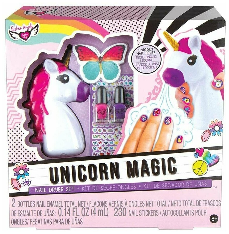 Набор для маникюра Fashion Angels Unicorn Magic с лаком и сушилкой для ногтей.