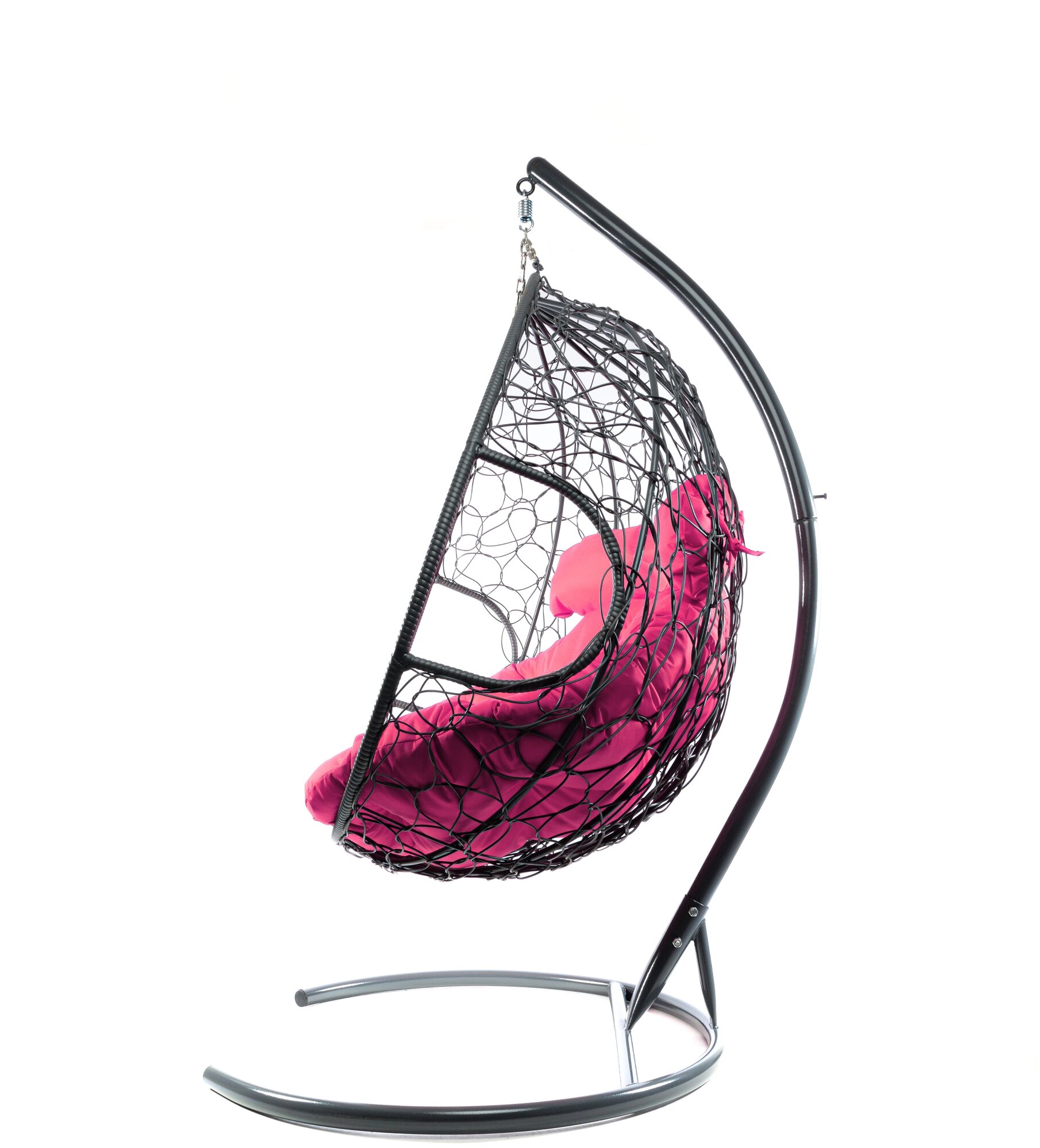 Подвесное кресло m-group для двоих серое, розовая подушка - фотография № 2