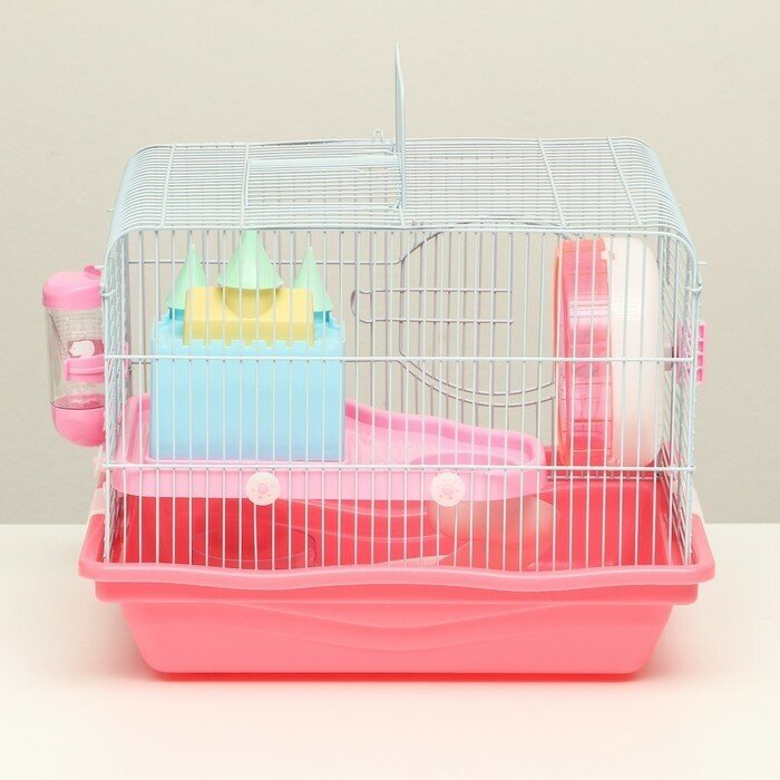 Клетка для грызунов"Пижон", укомплектованная с замком, 37 х 27 х 30 см, розовая Пижон 9304559 . - фотография № 9