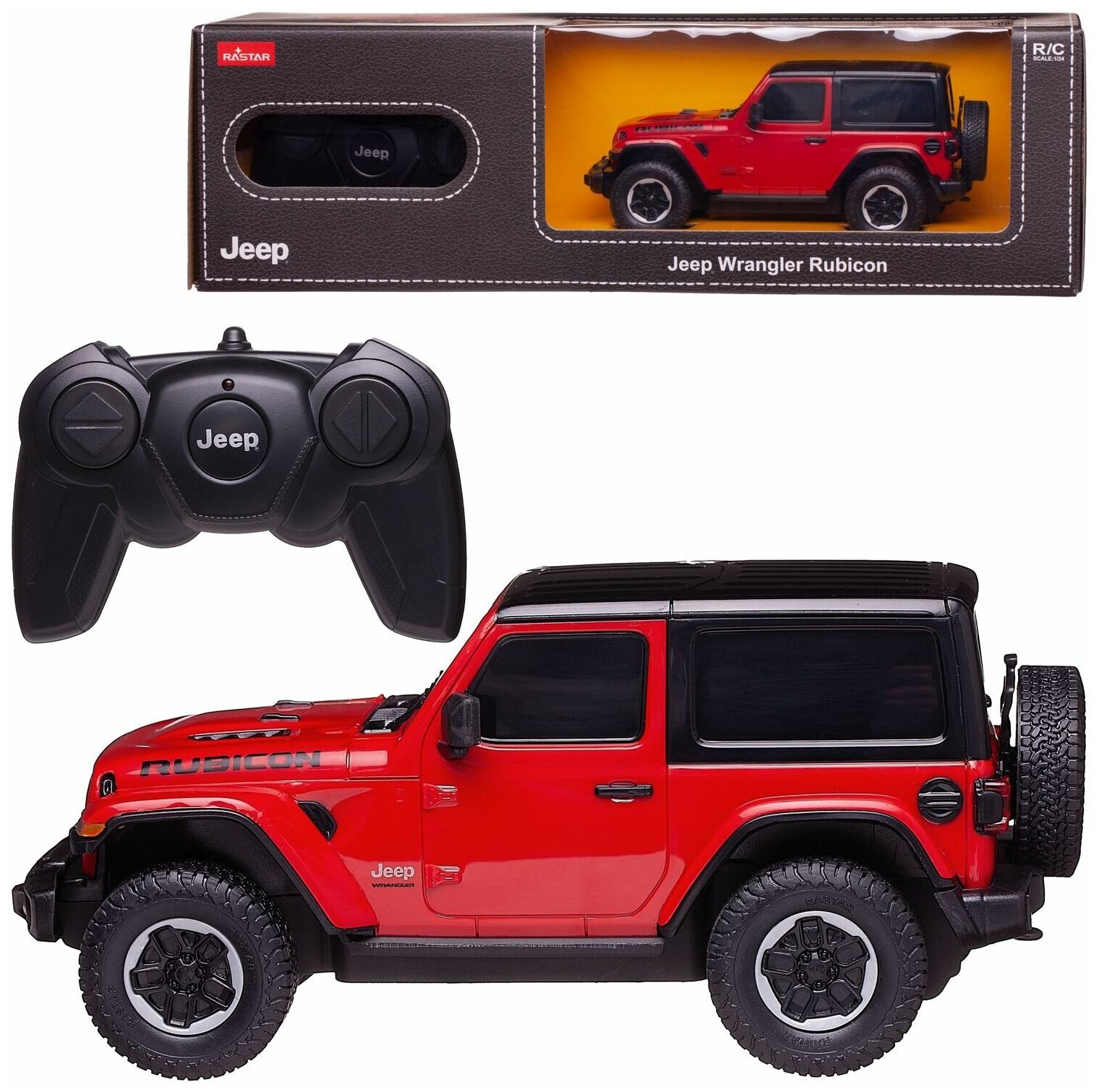 Машина Rastar РУ 1:24 Jeep Wrangler Rubicon Красная 79500-R