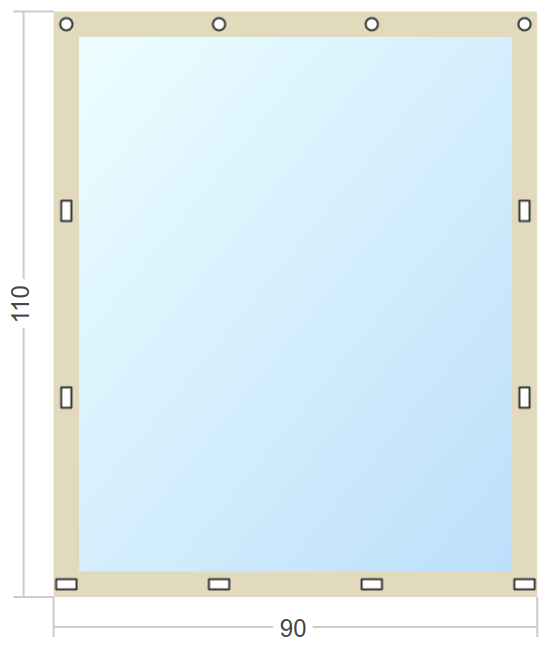 Мягкое окно Софтокна 90х110 см, Прозрачная пленка 0,7мм, Скоба-ремешок, Бежевая окантовка, Комплект для установки - фотография № 3