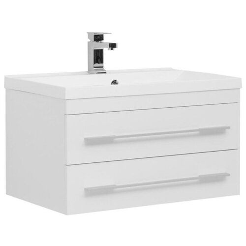 фото Тумба с раковиной марлен 75 цвет белый глянец (255070) aquanet