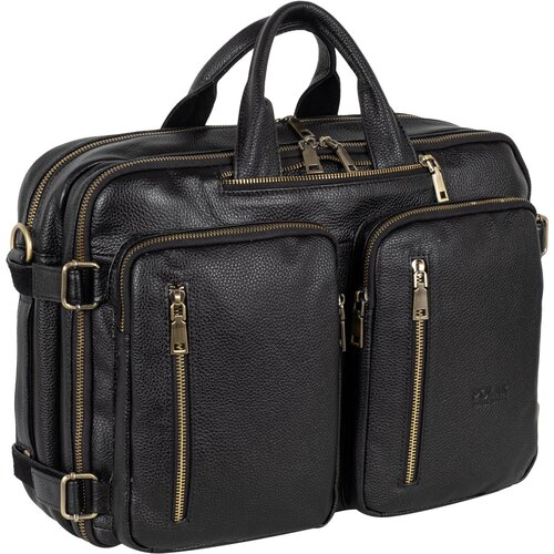 фото Сумка polar повседневная, натуральная кожа, вмещает а4, внутренний карман, регулируемый ремень, черный