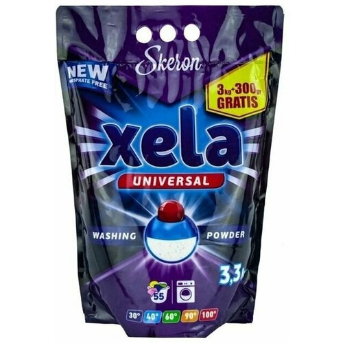 Стиральный порошок бесфосфатный универсальный Xela 3,3 кг пакет