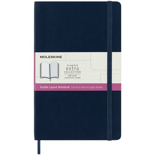 Блокнот Moleskine CLASSIC SOFT DOUBLE NB313SB20 Large, 130х210 мм, 192 страницы, линейка/нелинованный, мягкая обложка, синий