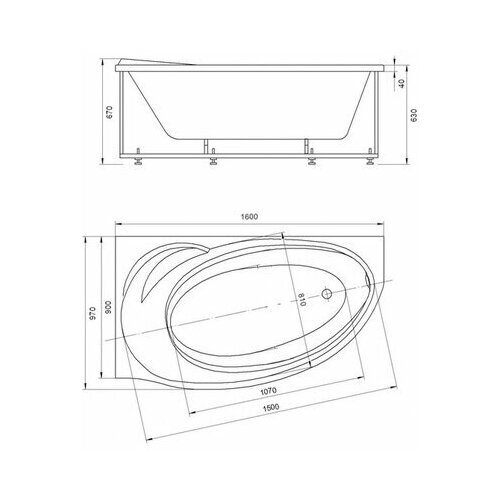 Акриловая ванна Aquatek Бетта 160x95 см BET160-0000027, белый акриловая ванна aquatek бетта 160x97 l bet160 0000169 левая