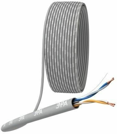 Кабель витая пара U/UTP кат.5E 2х2х24AWG solid CU PVC сер. (м) Эра Б0044428