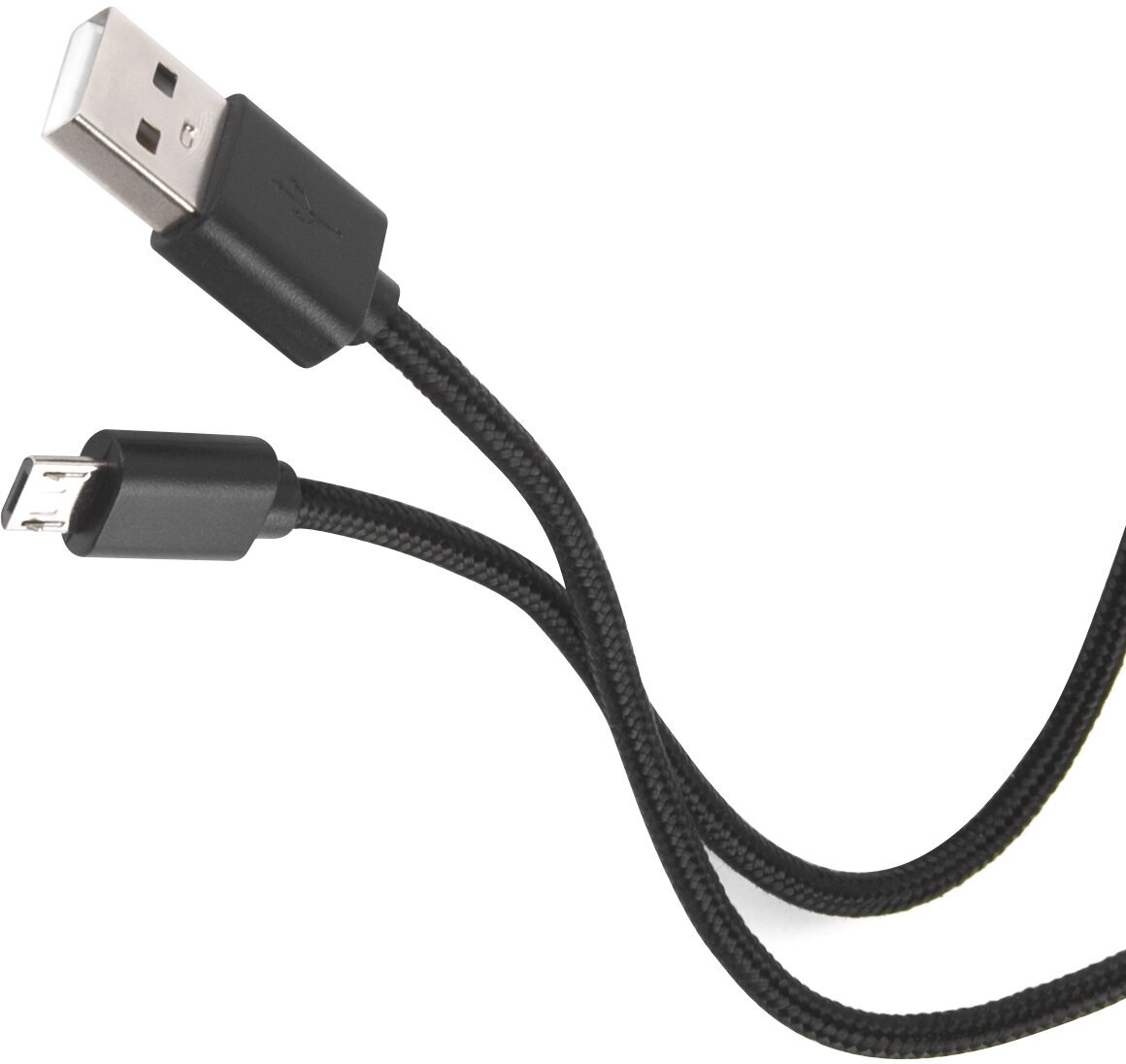 Дата кабель USB - micro USB 2А, нейлоновая оплетка, 50см /Провод USB - micro USB разъем/Зарядный кабель, черный