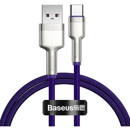 Кабель Baseus Cafule Series Metal Data Cable USB to Type-C 40W 1m Purple (CATJK-A05) кабель baseus cafule series metal data cable usb type c 40w 2m черный catjk b01