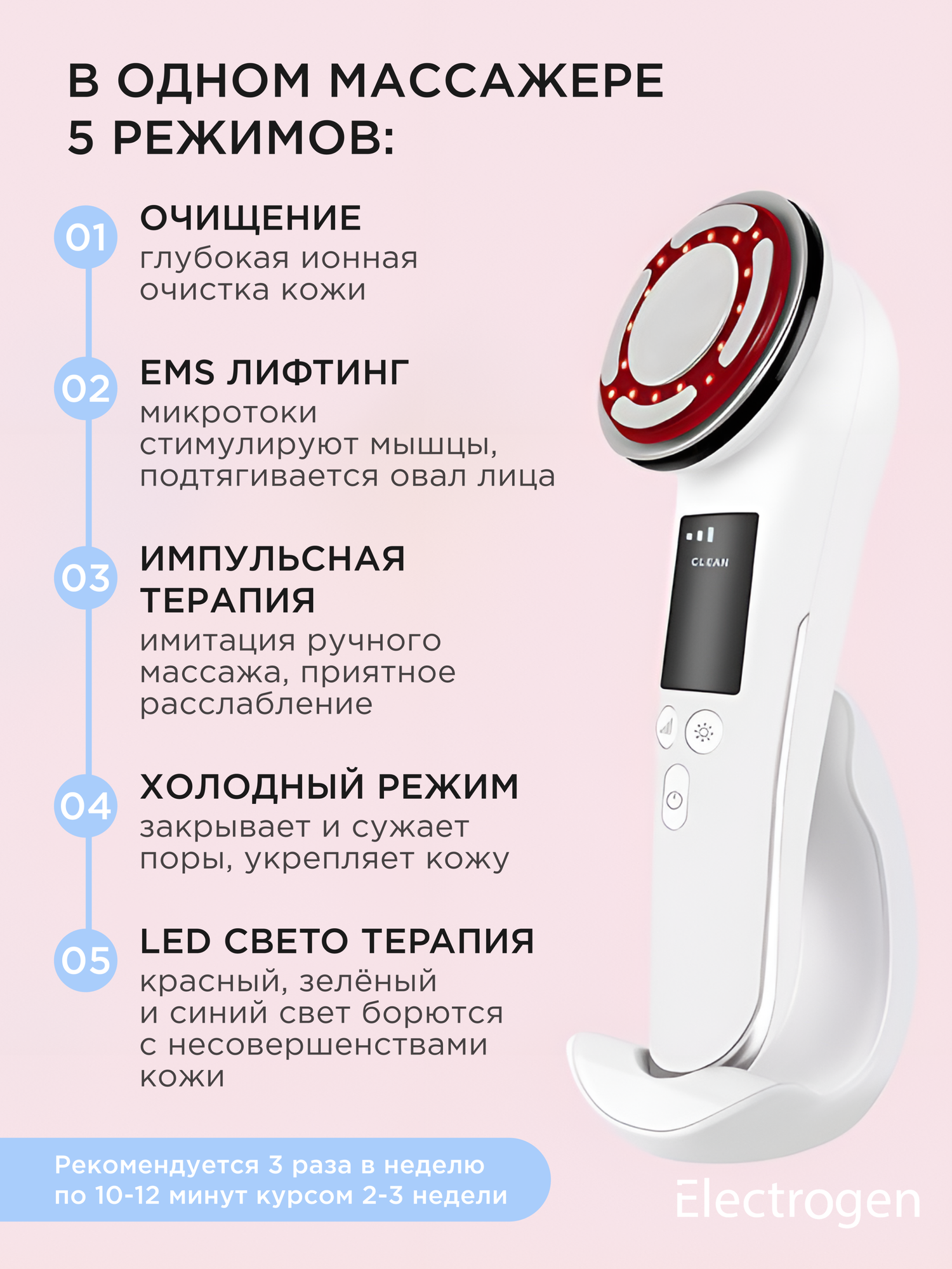 Микротоковый массажер / EMS омолаживающий массажер/ массажер для лица Electrogen - фотография № 2