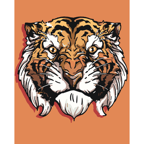 Картина по номерам на холсте 50х40 с подрамником Морда тигра