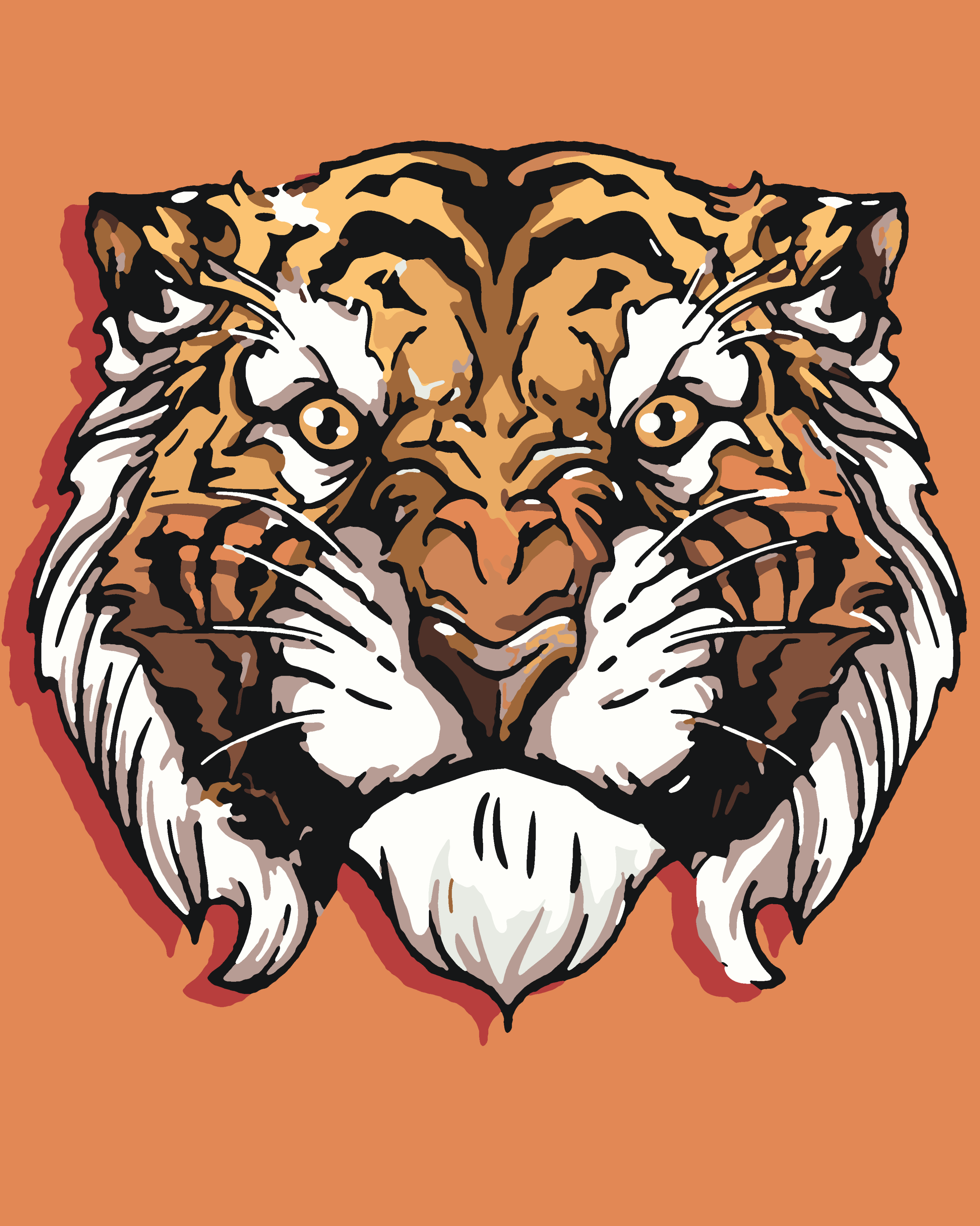 Картина по номерам на холсте 50х40 с подрамником "Морда тигра"