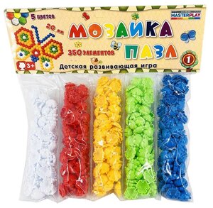 1-142 Мозаика-пазл №1, d 20 мм, 5 цветов, 350 деталей/уп, Colorplast