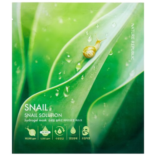 фото NATURE REPUBLIC гидрогелевая маска Snail Solution Snail с экстрактом муцина улитки, 20 г