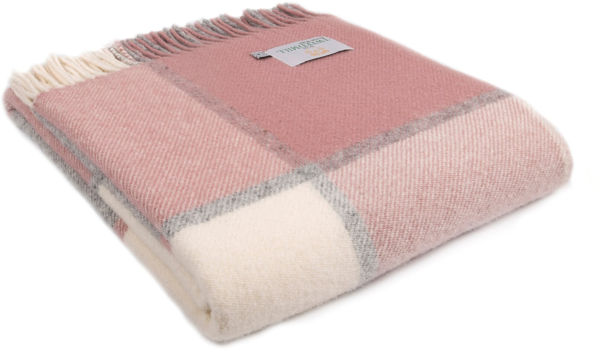 Плед шерстяной Tweedmill (Великобритания) Lifestyle - Block Check - Сharcoal&Dusky Pink. Произведено в Великобритании.