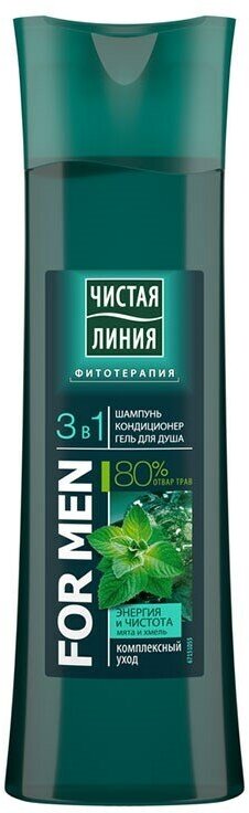 Гель для душа Чистая Линия For Men 3в1 Nord Ультрасвежесть мята и ледниковая вода 400мл Unilever - фото №6