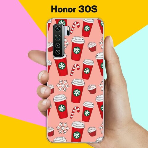 Силиконовый чехол на Honor 30S Узор из стаканов / для Хонор 30С силиконовый чехол узор из цветов на honor 30s