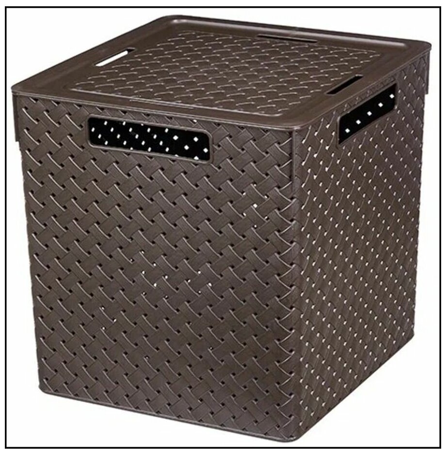 Коробка для хранения квадратная "Береста" с крышкой 23л 294х294х301мм (венге) 6823105 "Виолет" - фотография № 2