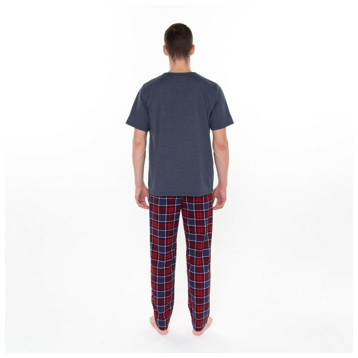 Комплект домашний мужской (футболка/брюки), цвет синий/красный, размер 52 - фотография № 16