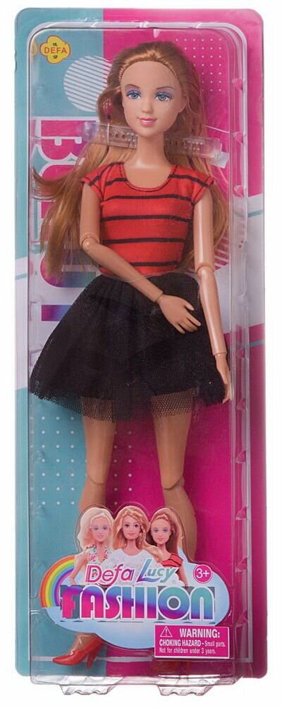 Кукла Abtoys Модная девушка, в красной кофте и черной юбке, 28 см, пластик (8406d/красно-черное)