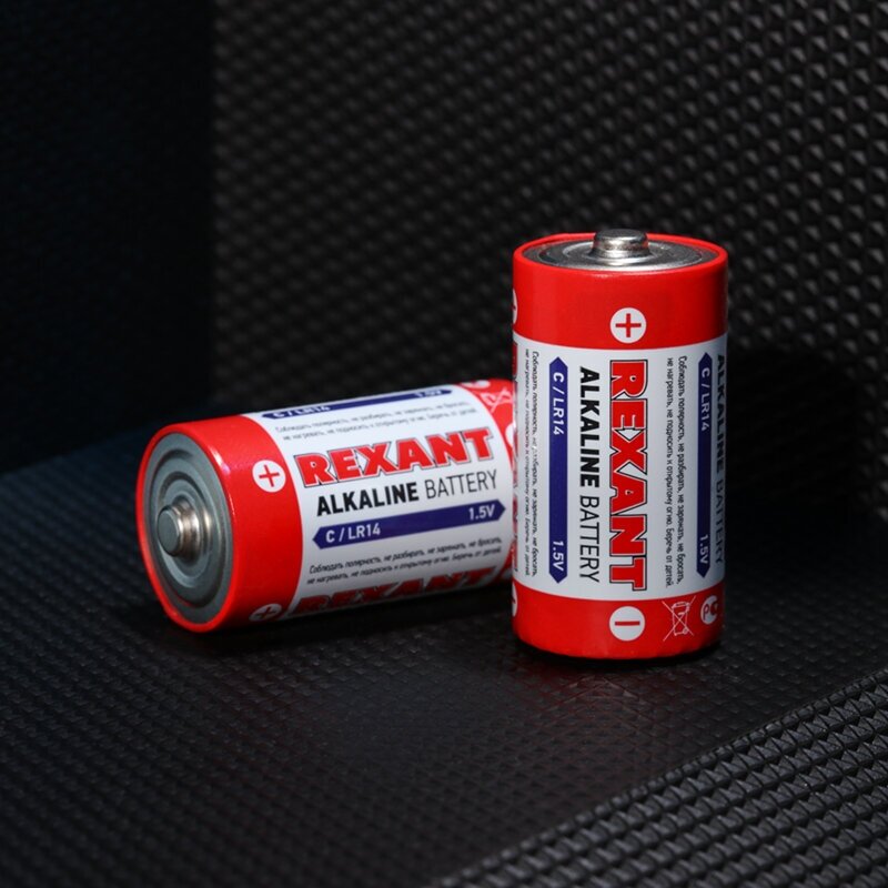 Батарейки алкалиновые 1,5V REXANT долговечные С/LR14, 2 шт