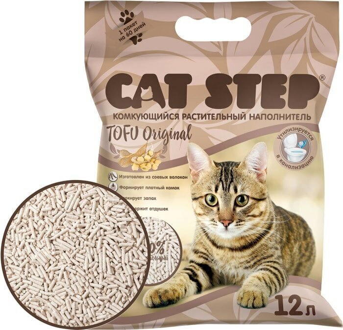 Наполнитель комкующийся растительный Cat Step Tofu Original 12л