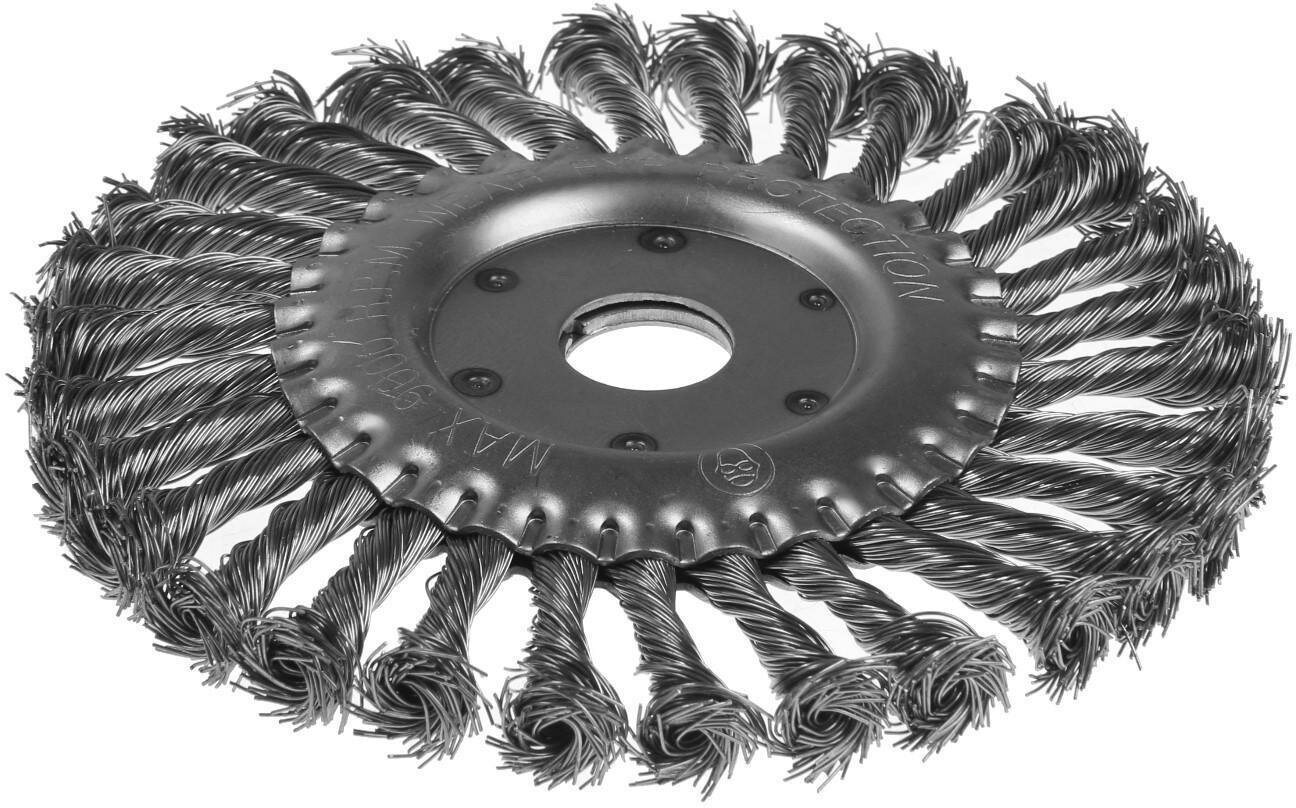 Щетка металлическая для УШМ тундра крученая проволока плоская посадка 22 мм 175 мм
