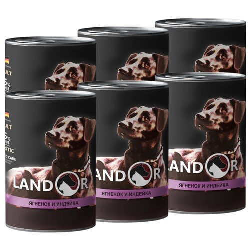 фото Корм для собак Landor (0.4 кг) 6 шт. Adult Dog Lamb and Turkey для собак всех пород (банка)