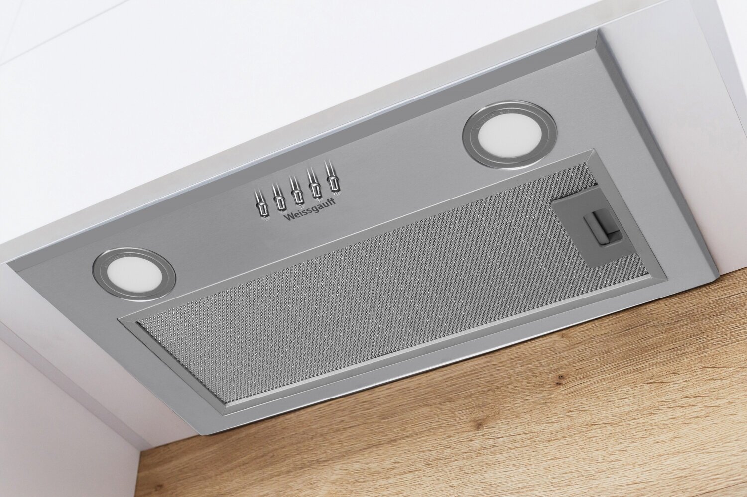 Кухонная встраиваемая вытяжка Weissgauff BOX 850 IX 3 года гарантии, Алюминиевый жировой фильтр, Низкий уровень шума