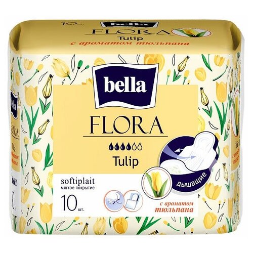 Bella Женский Flora Tulip Гигиенические прокладки с ароматом тюльпана 10шт