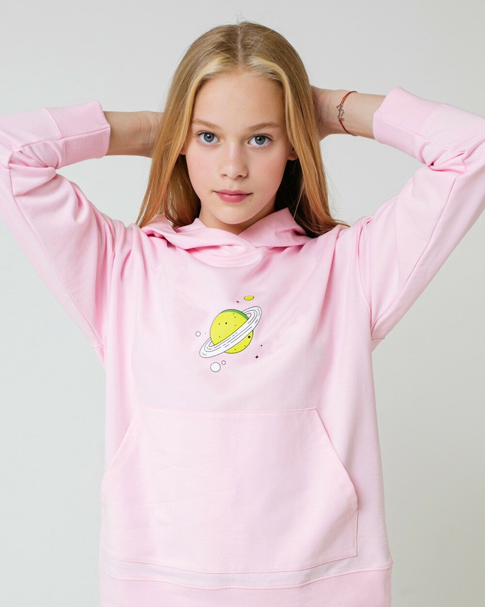 фото Худи, толстовка для девочки подростка из футера с начесом, CUBBY, светло-розовый
