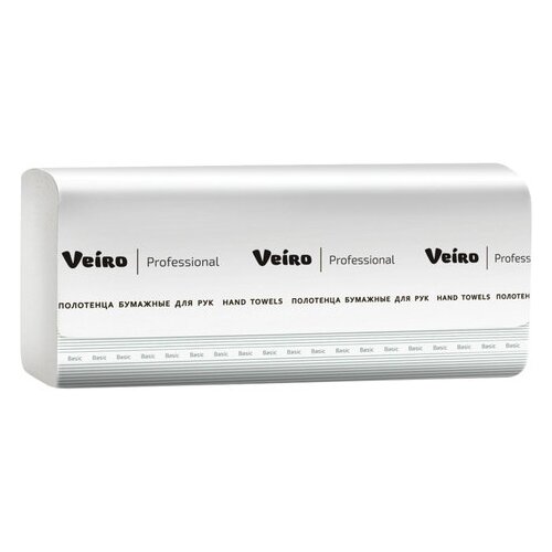 фото Полотенца бумажные "veiro professional (система h3). basic", 20 пачек по 250 листов, белые, 21x21,6 см