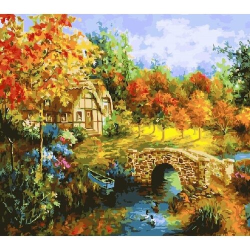 Картина по номерам Осенний мостик 40х50 см