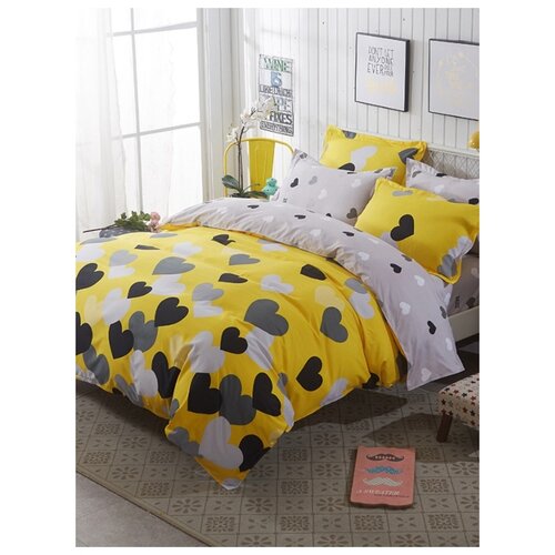 фото Постельное белье yellow hearts евро, наволочки 70х70 2 шт. grazia textile