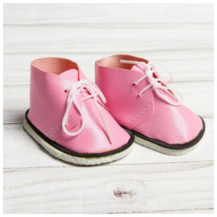 Ботинки для куклы Завязки, длина подошвы: 7,5 см, 1 пара, цвет нежно-розовый