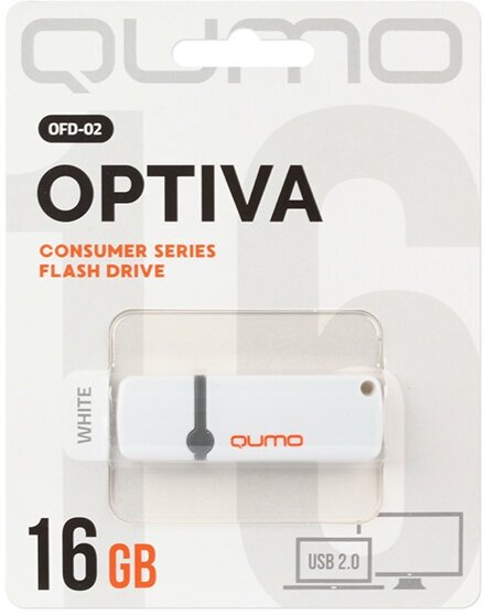 Флешка Qumo 16Gb Optiva 02 White USB 2.0 (QM16GUD-OP2-white)