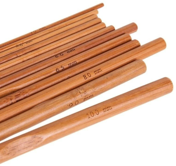 Набор крючков для вязания бамбуковые, 12 штук
