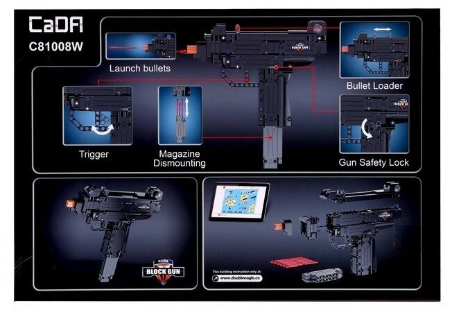 Конструктор CADA Пистолет-пулемет Micro Uzi, 359 деталей - C81008W - фотография № 3