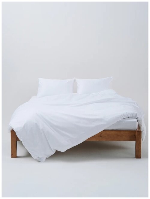 Комплект постельного белья GoodNight Pure Сатин Делюкс, 2-спальное с европростыней, хлопок, белый