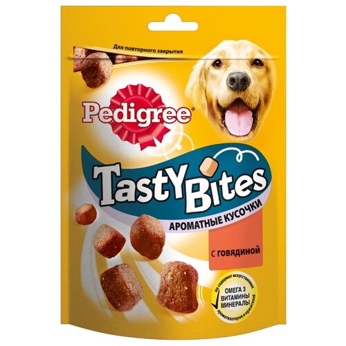 фото Лакомство для собак Pedigree Tasty Bites ароматные кусочки с говядиной, 130 г