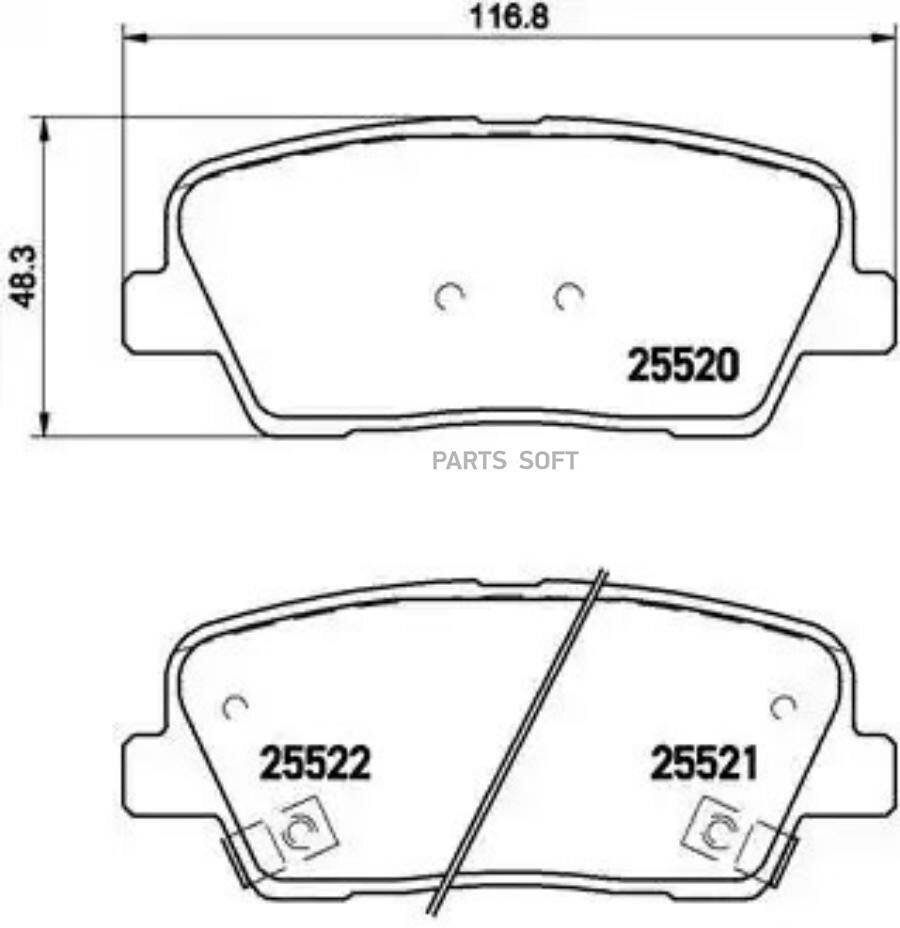 BREMBO P30063 колодки тормозные HYUNDAI GRAND SANTA FE 01/13- / HYUNDAI SANTA FE I (SM) 11/00-03/06 / HYUNDAI SAN