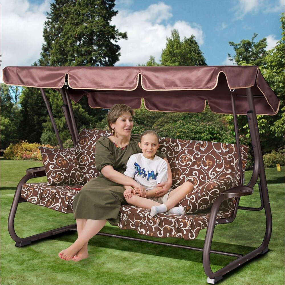 Матрас-подушка для садовых качелей "Вензеля", 180*60 см, поликоттон/оксфорд - фотография № 2