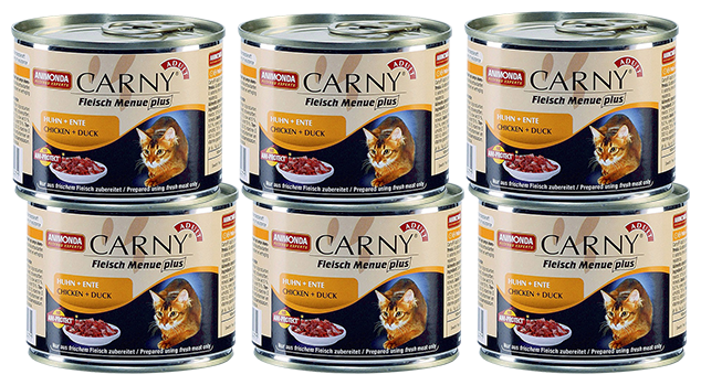 Корм для кошек ANIMONDA Carny Adult говядина, курица, сердце утки конс. 200гр (упаковка - 6 шт) - фотография № 1