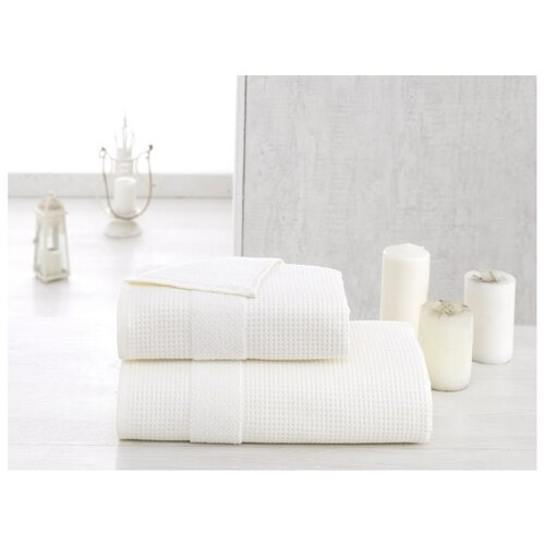 фото Полотенца 2x сторонние вафля-махра микрокотон truva karna (кремовый), полотенце 70x140