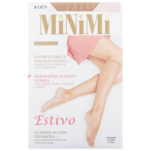 фото Капроновые гольфы minimi estivo 8 den, 2 пары, размер 0 (one size), caramello